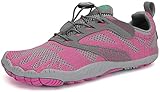 SAGUARO Barfußschuhe Damen Outdoor Fitnessschuhe Frauen Barfuß Laufschuhe Walkingschuhe Traillaufschuhe Straßenlaufschue rutschfest Zehenschuhe St.5 Pink 38