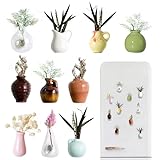 Mini Vase Magnetisch Für Kühlschrank,10 Artikel 3D Keramik Vase Kühlschrank Magnetisch, Starke Saugkraft, Niedliche und Interessante Pflanzenvase, für Dekoration Von Küchen und Büros (Ohne Blumen)