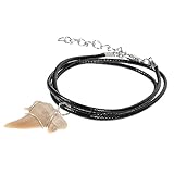 TOYANDONA Haifischzahn Halskette mit Handgefertigtem Silberanhänger Einzigartiges Design Lederband Verstellbar Kühler Schmuck für Frauen für Strandliebhaber und Outfits