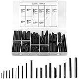 450 Stück Hohl Federstifte, Geschlitzte Hohlsplinte aus Edelstahl, Spannstifte Sortimentskasten, Versammlung der Metallbeschläge Spannstifte (Schwarz, ø 2,0-10mm)