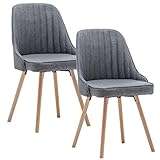 DEULINE® 2X Esszimmerstühle Stoffbezug Grau Esszimmerstuhl SGS Massivholz Polsterstuhl Retro Design Stühle Sessel Copenhagen 529220