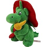 Sweety Toys 11025 Drache XL GRISU 20 cm mit Feuerwehrschlauch Feuerwehr Maskottchen Plüsch ca. 20 cm, grün