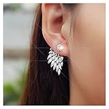 Inilbran Boho Kristall Flügel Ohrringe Strass Flügel Vorne Hinten Ohrringe Retro Kristall Feder Ohrringe Silber Cz Engel Flügel Ohrstecker Ohrringe Kristall Ohr Jacke Ohrringe Schmuck Für Frauen