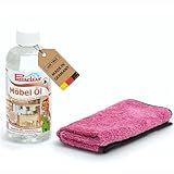Pastaclean® Möbelöl mit Pinien Öl | Holzpflegeöl für alle Holzmöbel und Holzoberflächen | Holzöl für Antike und neue Möbel | 500 ml +1x Flauschtuch (Göße: 35 x 35 cm)