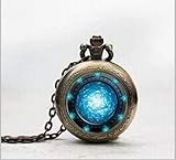 Stargate Portal Atlantis Anhänger Taschenuhr, Stargate Portal Atlantis Halskette Taschenuhr Charm, Stargate Portal Atlantis Anhänger Taschenuhr Glasfliesen Schmuck, Glas Stargate Portal Atlantis Wat