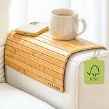 Praknu Sofatablett Armlehne - Flexible Couchablage aus FSC®-Bambus Holz - 42x31cm - ????-?????? & Verstellbar - Für Snacks, Getränke, Fernbedienung & Handy - Leicht zu Reinigen