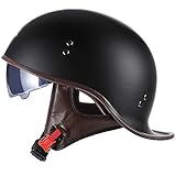 ACLFF Halbschalenhelm Schwalbenschwanz-Design Motorrad-Helm, Helm Roller mit Visier Einstellbar Schnellverschluss-Gurt, für Cruiser Chopper Biker Moped DOT/ECE-Zulassung