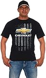 JH DESIGN GROUP Herren T-Shirt mit Chevy Fliege, Used-Look, amerikanische Flagge - Schwarz - X-Groß