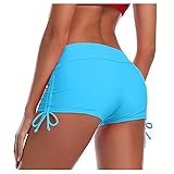 Generisch Damen Bikini Boxershorts Hohe Taille Bademode Bikinishorts seitlich zum Binden Schwimmhose Sexy Bauchweg Schwimmen Unterteil Bademode Bikinihose(Blau, M)