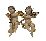 ZICOM Schutzengel Wandengel musizierend 2-teilig Höhe 14,5cm handbemalt Polyresin, schöne Geschenkidee