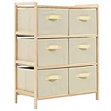 Lechnical Moderner praktischer Innenlagerschrank, Aufbewahrungsschrank aus beige Zedernholz 59 x 28 x 75 cm - mit 6 geflochtenen Körben