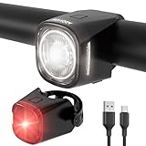 ADDVIEW Fahrradleuchten-Set, StVZO-zugelassen Beleuchtungsset Led IP65 wasserdicht - Frontlicht + Rücklicht Fahrradlicht Set USB Typ C - werkzeugfreie Montage - Twins