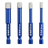 S&R Diamantbohrer, Fliesenbohrer, Glasbohrer Set 4-tlg. 5, 6, 8, 10 mm, Sechskant-Schaft, für Keramik, Granit, Glas, Porzellan, Fliesen, Feinsteinzeug, Mauerwerk, Marmor, in stabiler Aufbewahrung