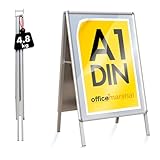 Office Marshal Kundenstopper DIN A1 - mit Alu Rahmen 25mm - beidseitig für 2 Plakate -inklusive Schutzfolie - wetterfester Plakatständer - Gehwegaufsteller Werbetafel