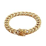 Skcess Armbänder Männer Gold，Armband Einfache Kubanische Kette Rostfreier Stahl Lederarmband Männer 210X10Mm