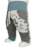 Puschel-Design Pumphose Dinosaurier grau dunkelmint Handmade (92-104)