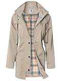 Summer Mae Damen Regenjacke Windbreaker Wasserdicht Kapuze bergangsjacke mit Atmungsaktiv Futter für Frühling Sommer, XL, Khaki
