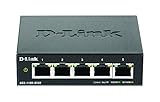 D-Link DGS-1100-05V2 5-Port Gigabit Smart Switch (10/100/1000 Mbit/s, lüfterlos, Metallgehäuse), Schwarz