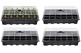 KAHEIGN 4Pcs Anzuchtschalen für Pflanzen, 24 Zellen Kunststoff Keimschalen Pflanzschalen mit verstellbaren Belüftungsöffnungen für Gewächshausgartenhaus (mit 4pcs Deckel und Sockel)