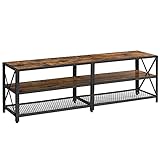 VASAGLE TV-Schrank, Fernsehtisch, Lowboard für Fernseher bis zu 70 Zoll, Fernsehschrank mit Ablagen, Stahlgestell, TV-Regal für Wohnzimmer, Schlafzimmer, vintagebraun-schwarz LTV095B01