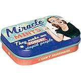 Nostalgic-Art Retro Pillendose, 4 x 6 x 1,6 cm, Miracle Mints – Geschenk-Idee für Nostalgie-Fans, mit Pfefferminz-Dragees, Vintage Design