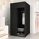 RIOLE Umkleidekabine Freistehend, Quadratische Tragbarer Umkleideraum,Bodenstehende Bekleidungsgeschäft Sichtschutz Vorhänge Für Büro Ankleidezimmer, Einkaufszentrum(Black)