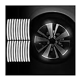 CGEAMDY 20 Stück reflektierende Rad Felgenstreifen Aufkleber, Reflektierende Felgenaufkleber Selbstklebende wasserdichte Universal für Motorrad Auto Fahrrad(Weiß)