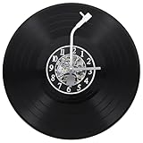 HOMSFOU Einzigartige Musikuhr Vinyl-Schallplatten-Wanddekoration Coole Hängeuhr Runde Schallplattenuhr Dekoratives Bar- Raumdekoration Aus Kunststoff Für Musikfans Und Musiker