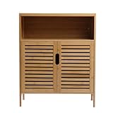 AD.CON Badezimmerschrank Bambus Badregal Badschrank mit 3 Ablagen 81 x 65 x 31 cm Natural