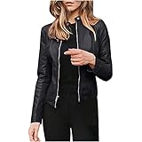 Steampunk Kunstlederjacke Damen Sexy Motorradjacke mit Zipper Up Vintage Bomberjacke Open Front Cardigan Jacke Punk Bikerjacke Herbst Winter Strickjacke Mantel Stehkragen Tailliert Trachtenjacke