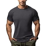 ineepor Merino Shirt Herren Slim Fit Extra lang Kurzarm Funktionsshirt Sportshirt Wandershirt UPF 50+ Kühlung Atmungsaktiv Schnelltrocknend Geruchshemmend Anti Schweiß Unterhemd, Gym Fitness Trekking