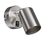 ledscom.de Wandleuchte WAIKA, Schalter, edelstahl matt, rund, 1x GU10 max. 60W