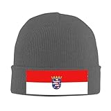 FWJZDSP Weiche und warme Strickmütze mit Flagge von Hessen für Damen und Herren – Schwarze Mütze für Outdoor-Aktivitäten und stilvolles Accessoire