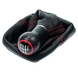 L & P Car Design L&P A0254-1 Schaltsack Schaltmanschette Schwarz Naht Rot Schaltknauf 5 Gang 12mm kompatibel mit VW Golf 2 II 3 III Polo 6N Passat 35i UVM. GTI Look Schelle Plug Play Ersatzteil