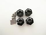 CrazyRacer Aluminum Hex Adapter 12MM Diameter 9MM Thickness 1.7MM Pins-4PCS Set for H-P-I Savage Xs Flux Black