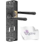 ERGO line LOFTY Türbeschlag, Türgriff, Türklinke mit Buntbart Langschild für Zimmertüren, Drückergarnitur, Türklinke, Türdrücker für Innentüren, Nickel Antik