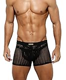 Mauro Kane Boxershorts Herren Sexy Unterwäsche Transparent Netz Männer Boxer Shorts Men Unterhosen Schwarz L