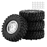 RC Reifen, RC Autoreifen, RC Zubehör Gummireifen Radreifen 4 Stücke RC Fernbedienung Auto Zubehör Teil, mit Naben für RC Crawler Spielzeugautos im Maßstab 1:10 Autoteil