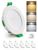 HOMEOW LED Einbaustrahler 230V Dimmbar 55mm – 68mm Lochmaß, 4W LED Spots Warmweiß Neutralweiß Kaltweiß, Einbauleuchten Deckenspots Einbau Spotlight Ultra Flach IP44 für Bad, 6er Set