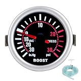 Boost Gauge 52mm, 2 Zoll Auto Ladedruckanzeige Universal Boost Pointer Gauge Vakuumdruckmesser ‑30-30PSI 12V Auto Turbo Druckmesser Hohe Genauigkeit