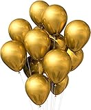 TK Gruppe Timo Klingler 50x Luftballons Gold Ø 35 cm - Kein Plastik -100 % Bio & recyclebar - Helium geeignet metallic Deko Dekoration zur Befüllung mit Ballongas (Gold)