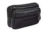 GÜRTELTASCHE Leder schwarz (Querformat groß) - Hüfttasche Bauchtasche Gürtel Tasche Handytasche Geldbörse Handy schwarz Hüfttasche Reisen Wandern Laufen Joggen Reise Wanderung Outdoor Sport