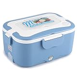 Elektrische Brotdose, 1,5 l tragbare 12 V/24 V Auto elektrische Heizung Brotdose Heizung Brotdose beheizte Brotdose Durchlauferhitzer beheizbare Brotdose Warmhaltebehälter für unterwegs(Blau 12V)