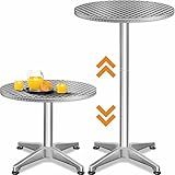 Casaria® 2in1 Stehtisch Höhenverstellbar 70 cm / 115 cm Hoch Stabil Aluminium Rund Ø60cm Wetterfest Outdoor Garten Bistrotisch Biertisch Bartisch Party