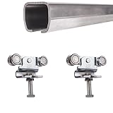 ATTAS MEA Schiebetürbeschlag Komplettset Schiebetore & Scheunentore Typ 0 bis 90 kg | 2-4-6 m |Schiebetorbeschlag | Laufschiene & Laufkatze | C Schiene für Außenbereich | ohne Halterung