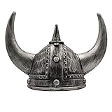 LOOYAR Mittelalter Mittelalter Wikinger Zeitalter Hörner Wikinger Helm Berserker Soldat Krieger Kostüm Hut Schale Erwachsene Spielzeug für Kampfspiele Halloween Cosplay LARP