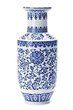 Blaue und weiße Vase, Blaue Vasen, Heimdekoration, Chinoiserie-Vase, blaues und weißes Porzellan, Keramikvase für Zuhause, Wohnzimmer, Bücherregal, Kaminsims, Tischaufsätze, 25,4 cm