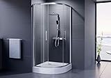 DUSAR Duschkabine Economy Runddusche 90x90 x 185 cm Höhe Viertelkreisdusche Radius 550 mm Halbkreisdusche Dusche rund mit ESG-Einscheibensicherheitsglas 90 bzw. 900 mm breit