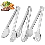 3 Stück Zange Küche aus Edelstahl, Grillzange Servierutensilien, Servierzange Buffet Für Nudelsalate, Grillfeste, Kuchen und Hauspartys