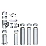 H&M DW New-Line Schornstein-Paket 4,7m Ø 150mm Edelstahl Bausatz doppelwandig 25mm Isolierung 0,5mm Wandstärke Design Aussen-Kamin Set Holz-Ofen Kamin-Einsatz